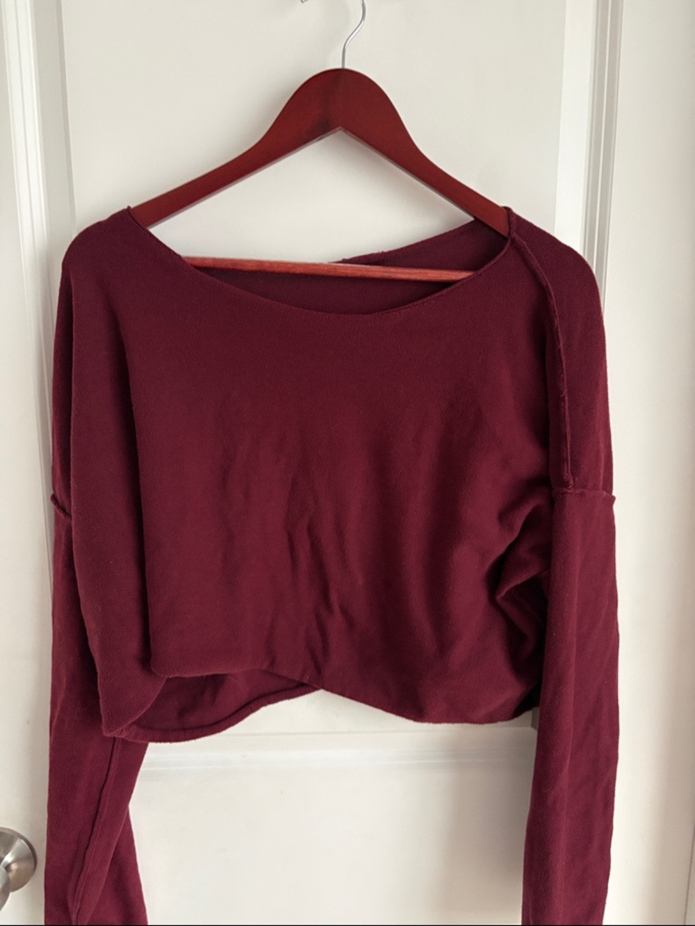 Brandy Melville Maroon Long Sleeve Cropped Top